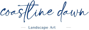 Logo for 'coastline dawn' landscape art on a white background