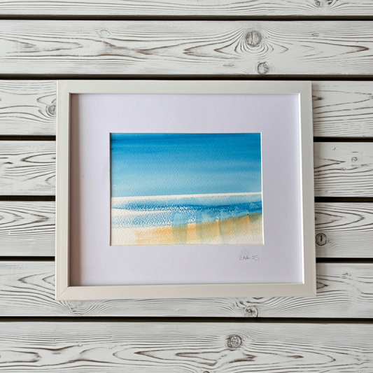 Minimalist Abstract Seascape Watercolour - Original Framed Art