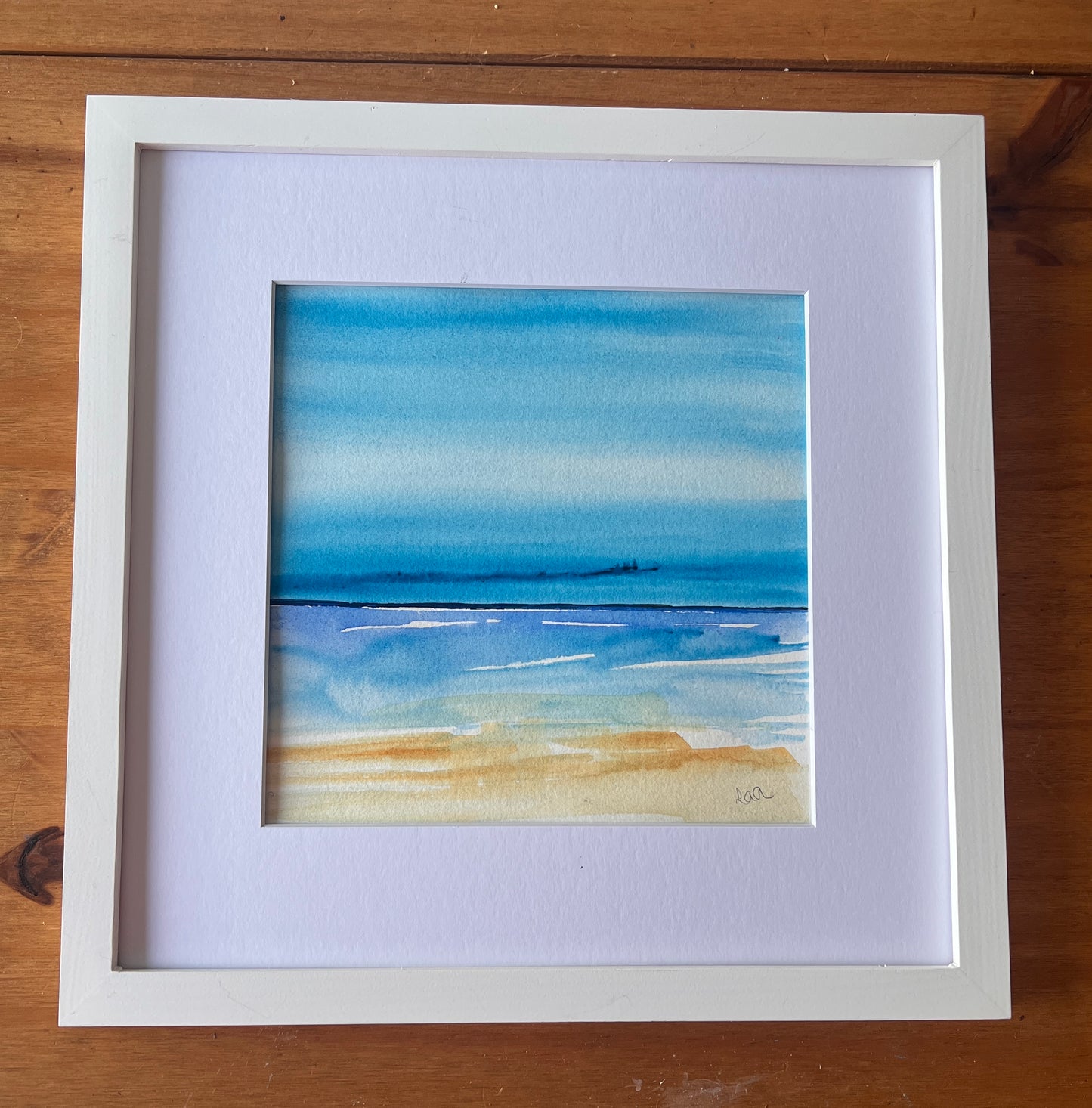 Modern semi abstract original watercolour mounted and framed