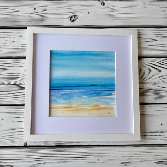 Modern semi abstract original watercolour mounted and framed