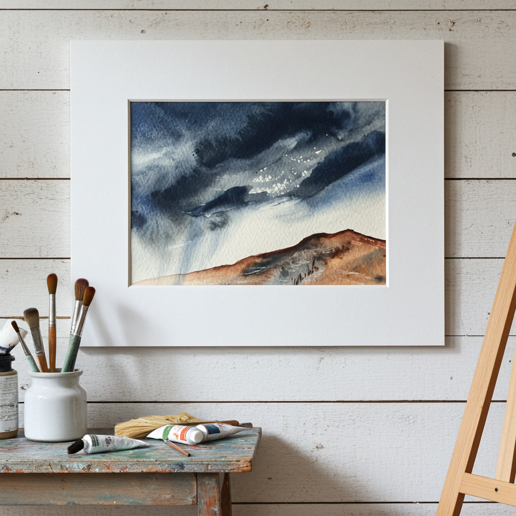 Water colour original art ‘storm on the moor ‘
